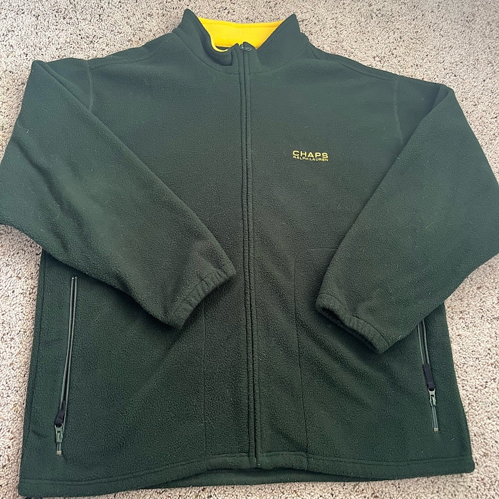 chaps green and yellow zip up size XL